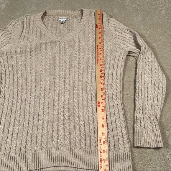 Croft & Barrow Tan Heathered Cable Knit‎ V Neck LS Sweater 100% Cotton Womens XL - Picture 6 of 11